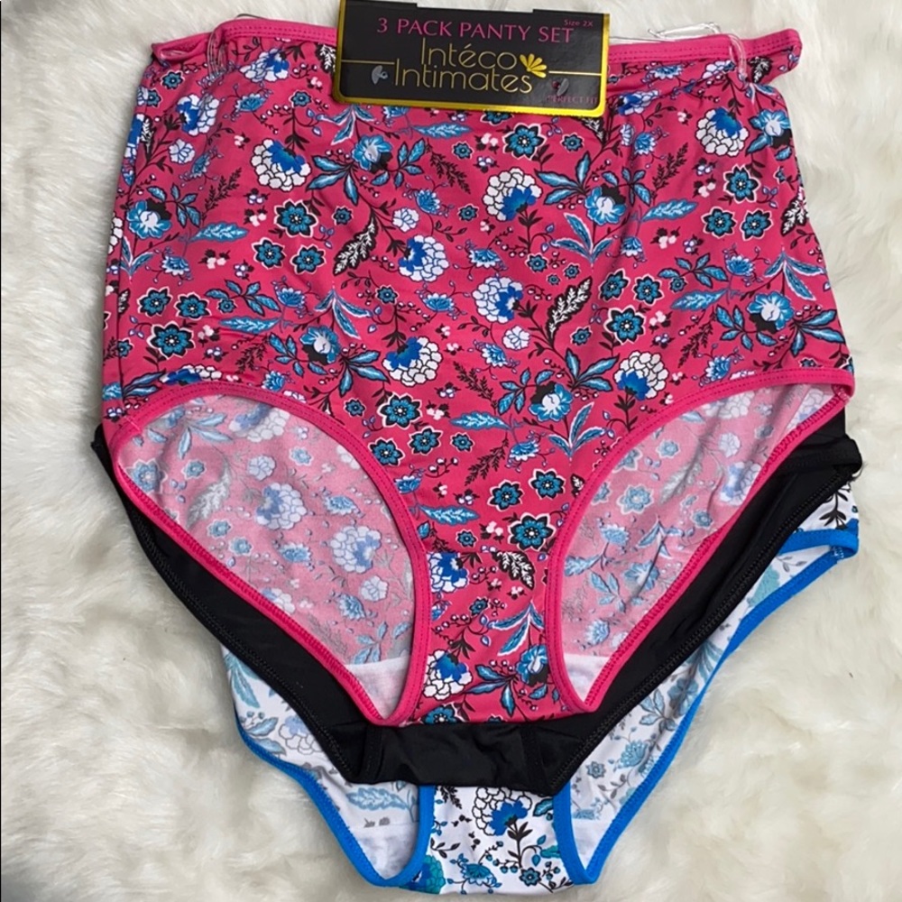 Bundle of 3 Inteco Floral Full Coverage Underwear Panties NEW